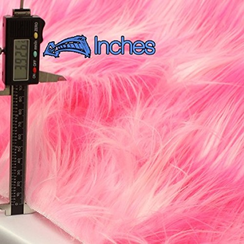Faux Fur Fabric Long Pile 3 Tone Rainbow HOT Pink White Pink / 60...